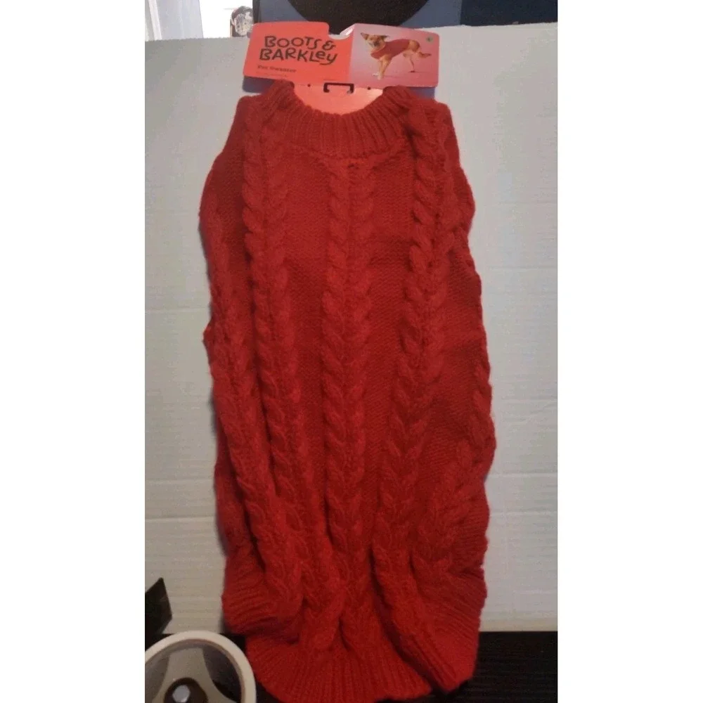Boots & Barkley Size Large(up to 80lbs) Red Pet Sweater